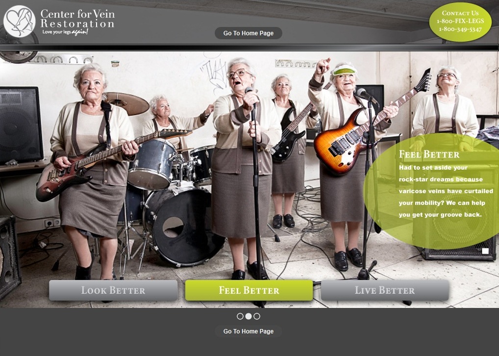 website home page for client CVR featuring grannies in a band