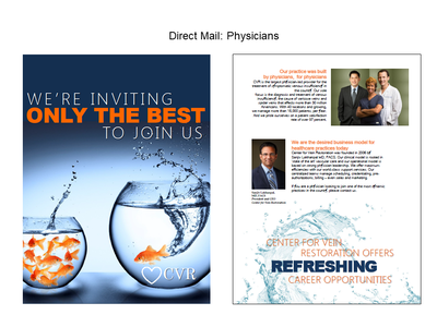 Cover of brochure with headline 'we're inviting only the best to join us' and image of goldfish jumping bowls